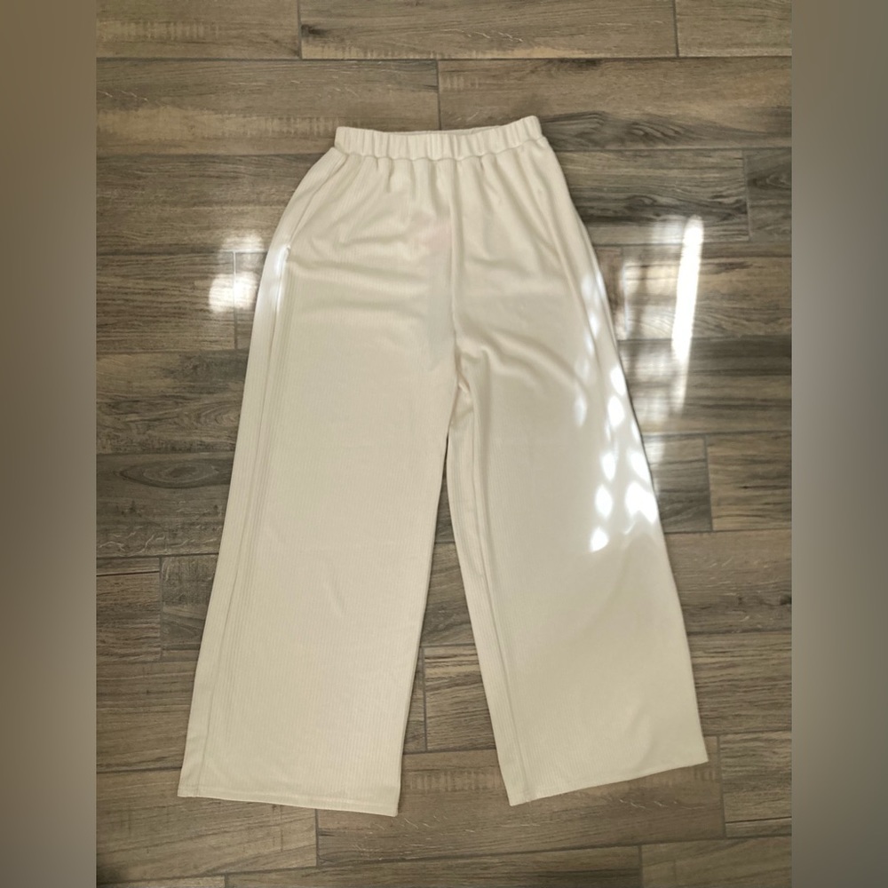 Cider Cream Wide-Leg Ribbed Pants - Picture 2 of 5